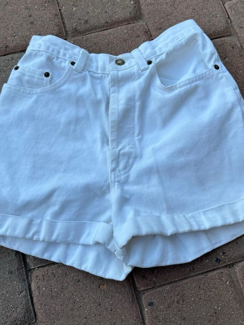 Vintage Express Jeans white denim button up shorts